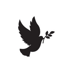 dove of peace illustration with flying bird and peace symbol