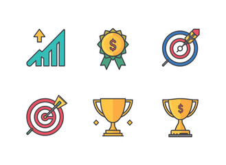 Colorful Business & Success Icon Set