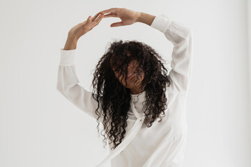 Close-Up Portrait With Dynamic Hair Motion, Natural Beauty Concept.