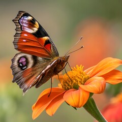 Butterfly on a colorful flower in the garden