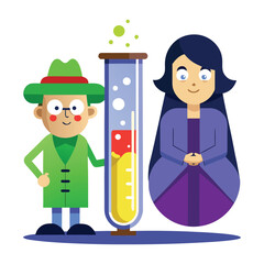 man woman boy girl with money cartoon illustration vector icon