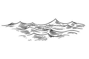 Monochrome sketch illustration of ocean waves with simple design