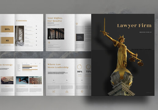Black And Gold Lawyer Firm Brochure Layout