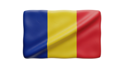 Waving national flag of romania with blue, yellow, red stripes