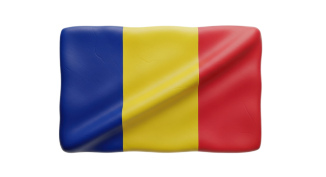 Waving national flag of romania with blue, yellow, red stripes