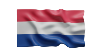 Dutch flag waving with red, white, and blue horizontal stripes