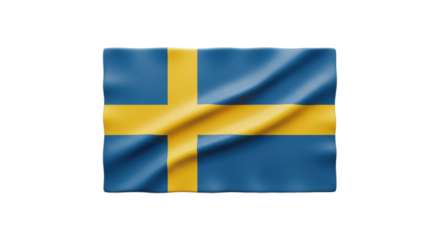 Swedish flag waving with blue and yellow cross design