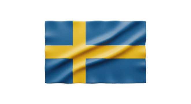 Swedish flag waving with blue and yellow cross design