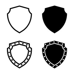 Shield icon set. representing security, protection, and defense. Perfect for use in web design, app development, and print materials related to safety and security.
