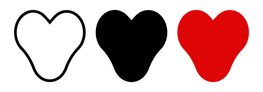 Heart icon set. Perfect for designs related to love, romance, or health.