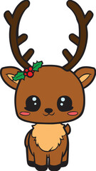 Fototapeta premium Reindeer Christmas kawaii. Christmas design elements vector