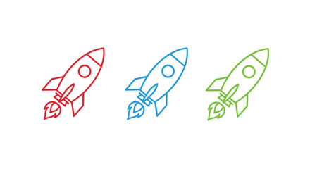 Launch your brand with colorful rocket icons perfect for startups tech companies and innovative projects needing a boost for success and growth, Generative AI.