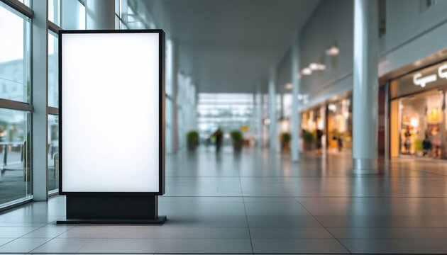 Vertical Sign Stand Media Indoor Building Blank White Light Box Mock Up Template Showcasing A Versatile Design For Promotional Displays.