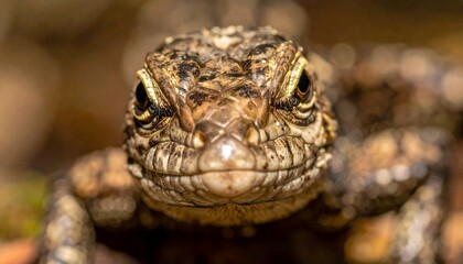 Fototapeta premium Close-up of a reptile with patterned skin and focused eyes