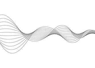 Vector pattern of thin swirling black lines on a white background. Abstract striped wave in retro style. Modern vector background for covers, advertising, packaging