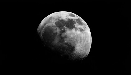 Fototapeta premium Stunning Black And White Photograph Of The Magnificent Moon - A Breathtaking Nighttime Image Captured In Monochrome.