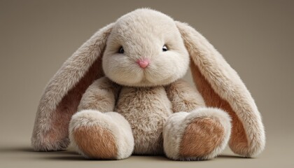 Cozy Plush Bunny Toy: Ideal For Cuddling And Play, Featuring Long Floppy Ears And A Cute Pink Nose, Soft And Huggable.