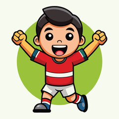 design logo vector cartoon character illustration happy soccer celebrating