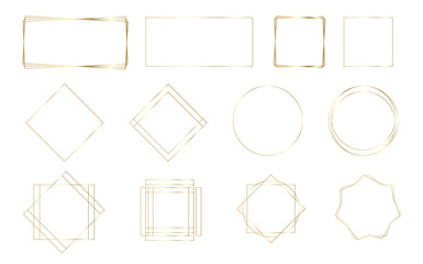 Gold geometric frames collection vector illustration