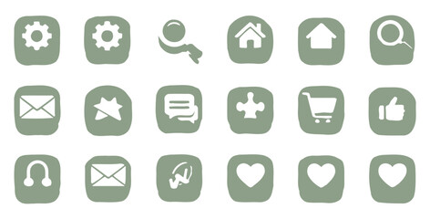 Collection of simple hand drawn icons for web design and mobile app development use