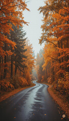 road in autumn forest