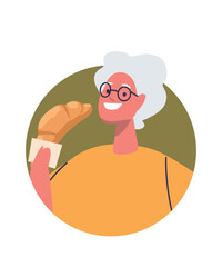Elderly woman eating croissant avatar
