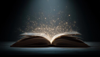 Ancient Open Book Illuminated By Enchanting Light In A Mysterious Abstract Setting, Creating A Sense Of Intrigue And Wonder.
