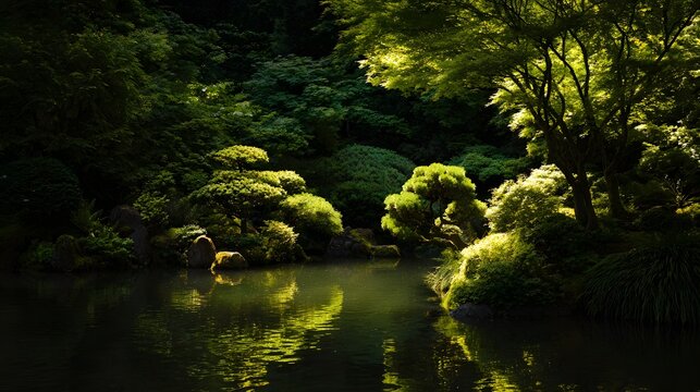 Tranquil Portland Japanese Garden scene showcasing serene nature beauty and peaceful koi pond reflections