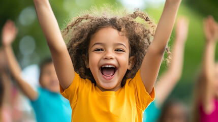 Parents cheering child at school event