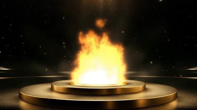 Flaming round platform with spotlight