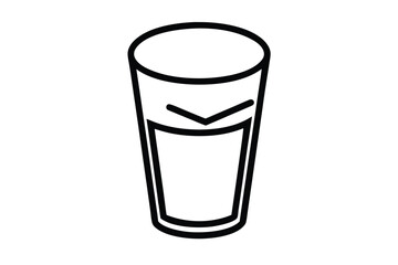 An outlined glass shows a portion of liquid filling it halfway clearly