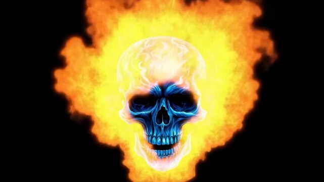 Blue flaming skull digital artwork