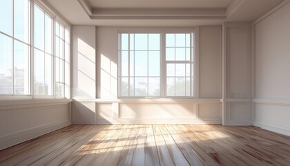 Obraz premium Vacant Interior Space - An Empty Room With No Furniture Or Decorations, Creating A Blank Canvas For Potential Design And Decor Opportunities.
