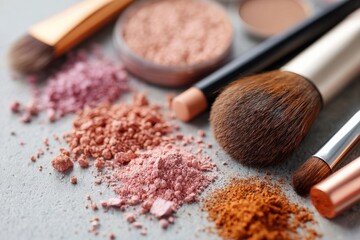 Artistic arrangement of makeup products