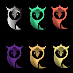 Minimalist Owl Icons | 6-Color Abstract Logo Set