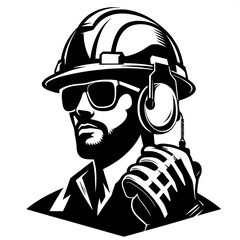 Fototapeta premium Crane Operator with Helmet