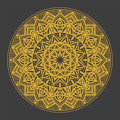Round floral mandala pattern vintage gold lace design art element vector decoration