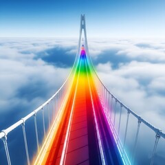 Surreal bridge clouds create a vibrant dreamlike fantasy realm.