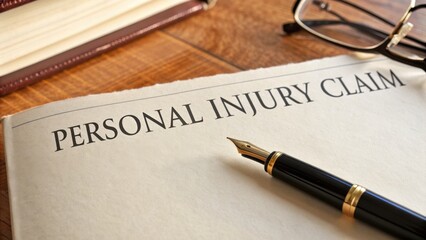 Personal injury claim form and pen for accident compensation legal aid