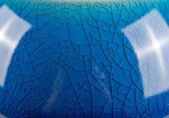 Obraz premium Blue leather texture with scaly pattern and shine. Premium material surface for fashion accessories, upholstery or luxury stock images