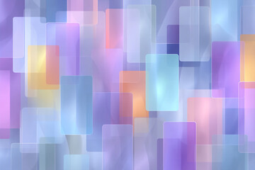 Abstract colorful background featuring translucent rectangles in various shades, creating a layered effect with soft gradients and a dreamy atmosphere for creative design projects