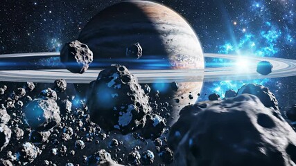 Celestial bodies, including stars and planets, orbit around each other in an animated scene, capturing the concept of infinite possibilities and limitless potential for exploration.