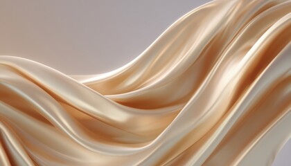 Fototapeta premium Luxurious Wave Cloth Satin Pastel Fabric In Abstract Tenderness Beige Brown Silk. Gold Aqua Liquid Wave Splash, Fluttering Animation Motion Wallpaper With Wavy Fluid Ure.