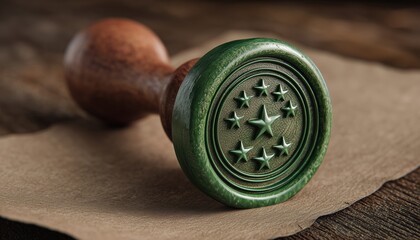 Green Starry Claimed Stamp Sticker For Decorative Purposes, Featuring A Vibrant Green Color And Star Patterned Design For Added Flair.