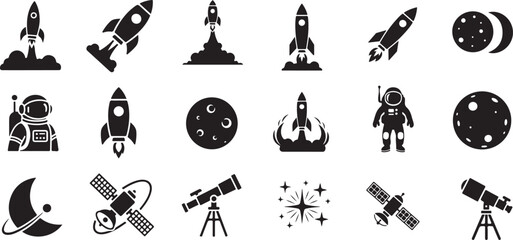 Space Galaxy Icons Vector Bundle