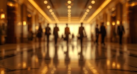 Blurred Business People Walking in Corporate Office 