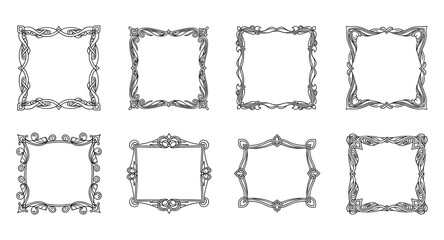 Elegant decorative frames collection in intricate linear design