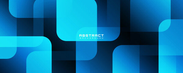3D blue black abstract background overlap layer on dark space with rounded squares effect decoration. Modern graphic design element cutout style concept for web, art, flyer, card, or brochure cover
