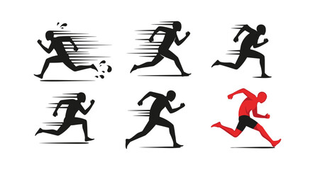 Dynamic running silhouettes illustrating speed and motion