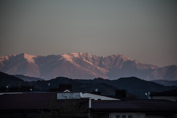 Khankendi, Azerbaijan - 28.10.2024: Scenic View of Khankendi City, Azerbaijan: A Glimpse of the City Nestled Amidst the Mountains